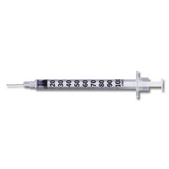 BD Lo-Dose U-100 Insulin Syringe with Permanent Needle - 28 Ga, 0.5" L (Box of 100)