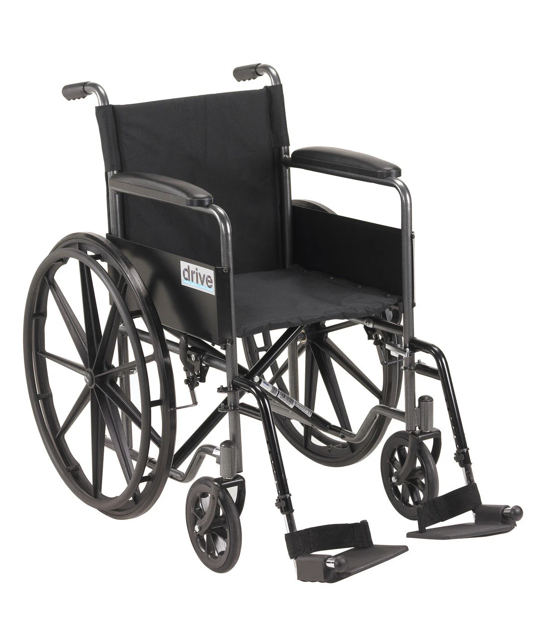 Drive Silver Sport 1 Wheelchair with Full Arms & Swing Away Removable Footrest - 18" Seat