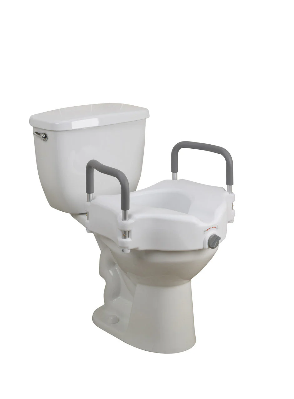Elevated Raised Standard Toilet Seat w/ Removable Padded Arms - 5 Inch, 300 Lbs. Capacity - Image 2