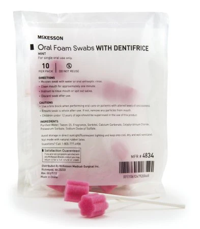 McKesson Toothette Swab With Dentifrice (Box of 50)