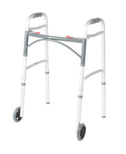 Deluxe Two-Button Folding Walker with 5" Wheels