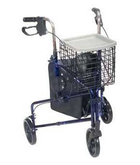 Drive 3-Wheel Walker Rollator w/ Basket, Tray & Pouch - User Height 5'2" to 6'0"