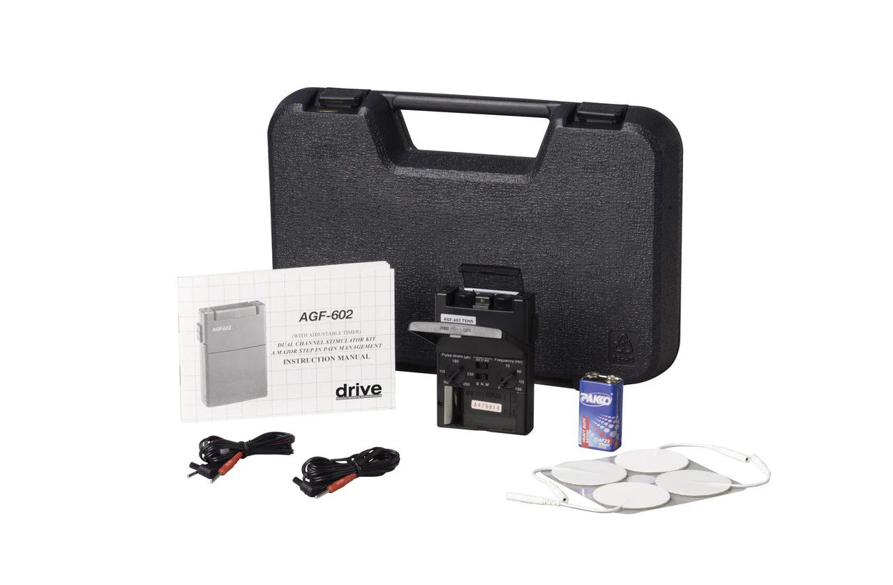 Portable Dual Channel TENS Unit with Timer and Electrodes
