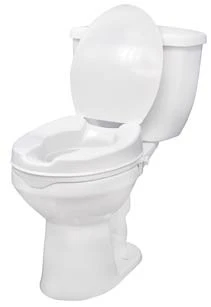 Raised Standard Toilet Seat with Lid - 4" Height, 400 lbs Capacity